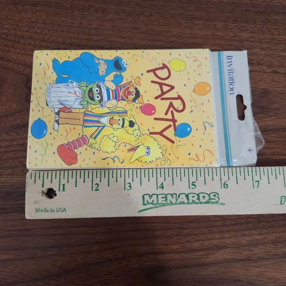 Vintage Sesame Street Birthday Party Invitations Big Bird Ernie Oscar 8 Pack